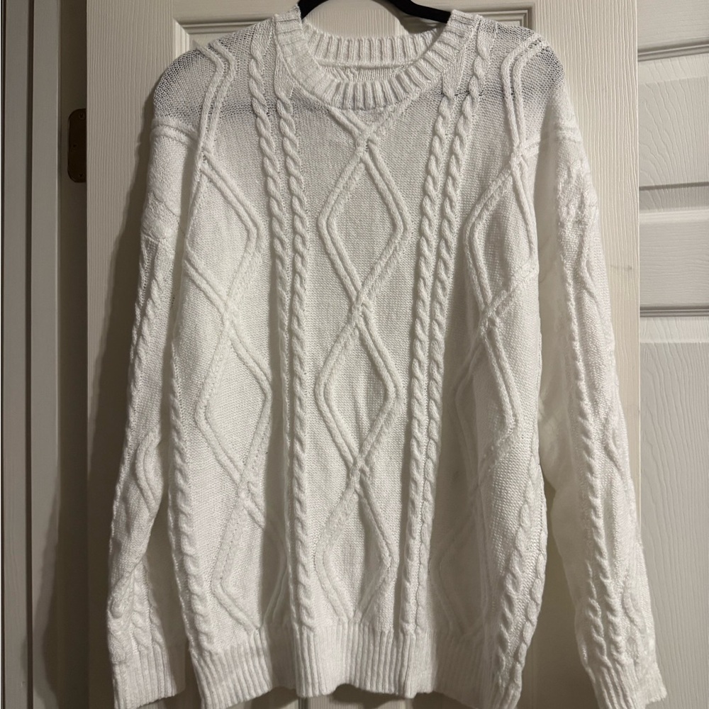 White Cable Knit Sweater